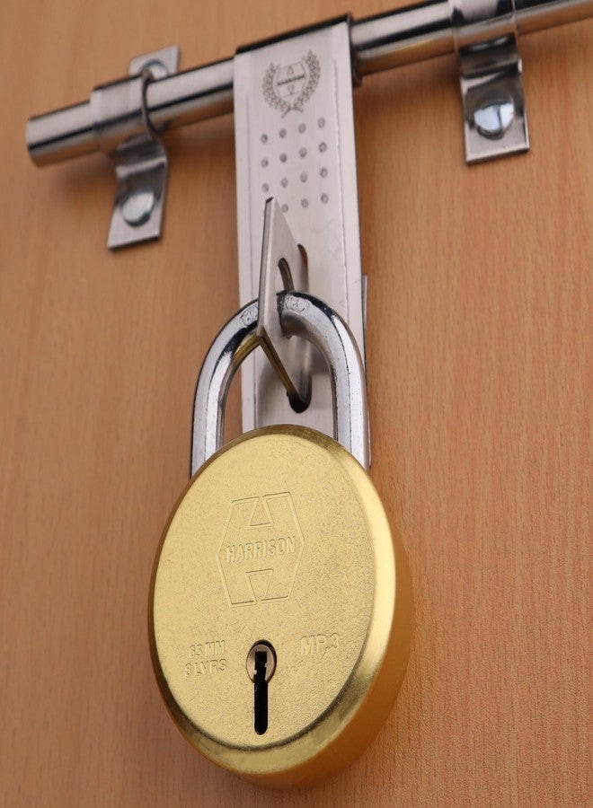 Harrison Padlocks/Round Padlock 65mm 8 Lever with 3 Keys MP3-0053 Pack of 1/ Brass/Padlock, Padlocks, Locks for Home, Locks for Main Door, gate Lock - Image 1